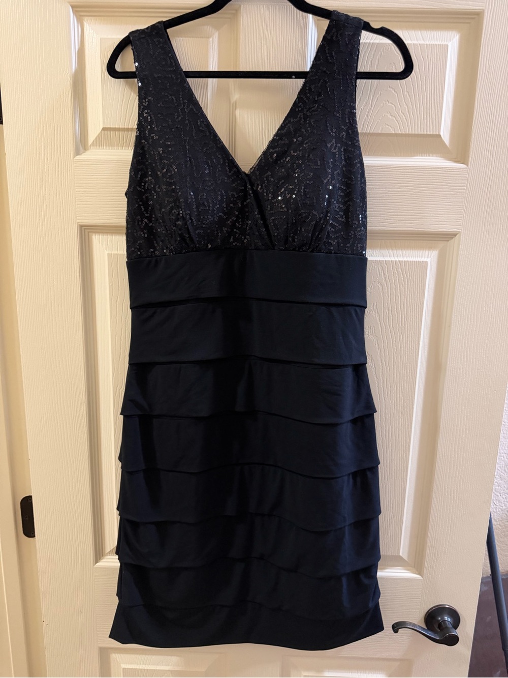 Studio Y Black Tiered V-Neck Mini Dress